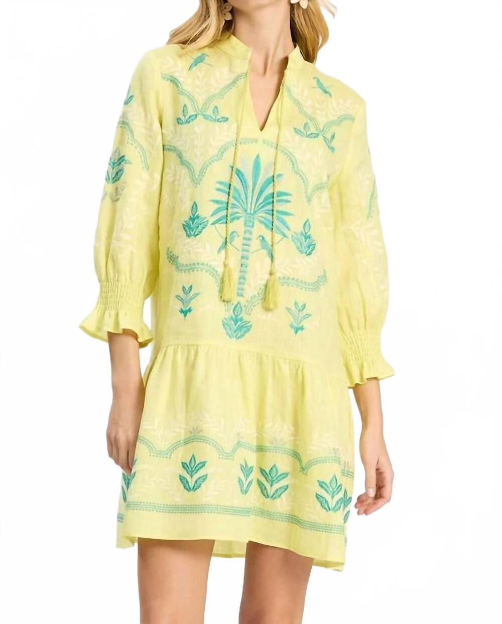 NEW TYLER BOE nikki embroidered dress in sunny lime